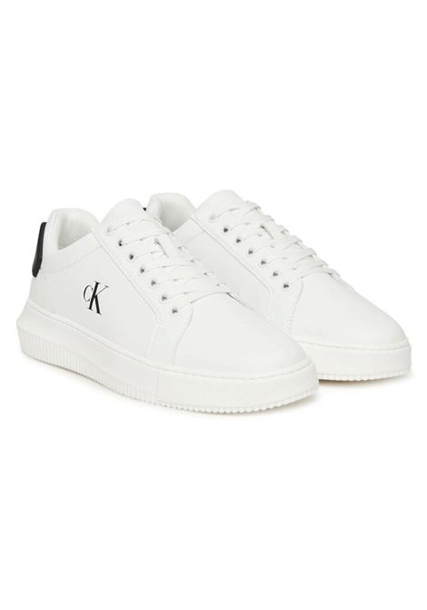 Scarpe Calvin Klein Chunky Cupsole RU Leather Bianco Nero Uomo CALVIN KLEIN | Sneakers | YM0YM01296-01W